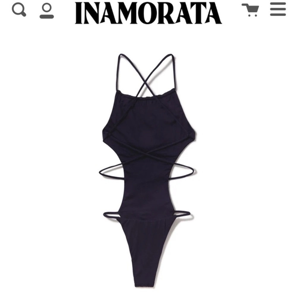Black strappy one piece bikini